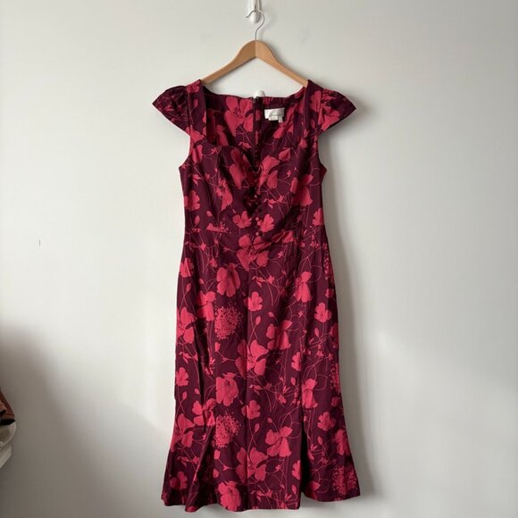 Anthropologie Cecily Dress Fit & Flare Sweetheart Neck Floral Midi Dress Large - Picture 3 of 7